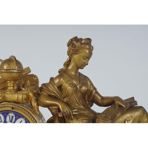 183 - RARE FRENCH GILT & SÈVRES PORCELAIN MANTLE CLOCK