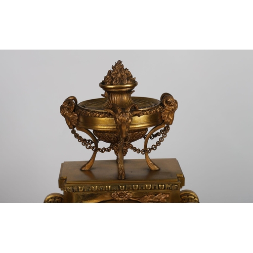 192 - IMPORTANT GILT BRONZE & MARBLE CLOCK GARNITURE