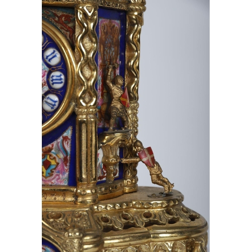 195 - 3-PIECE 19TH-CENTURY GOTHIC CLOCK GARNITURE