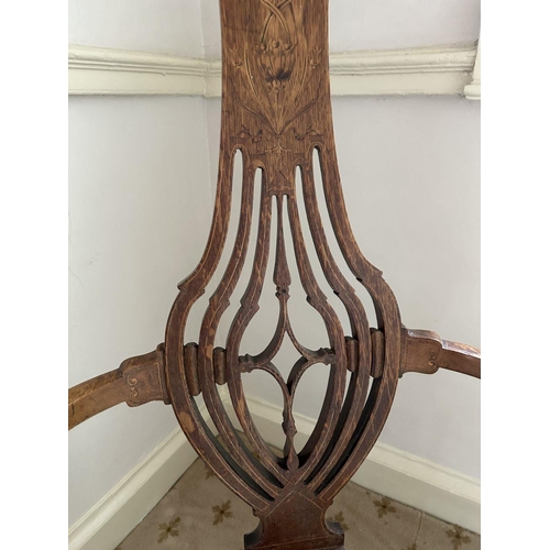 202 - ART NOUVEAU OAK & MARQUETRY CHAIR