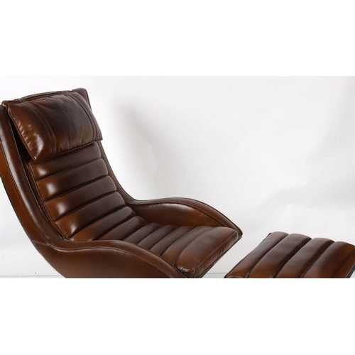 208 - DESIGNER CHROME & LEATHER RECLINING CHAIR