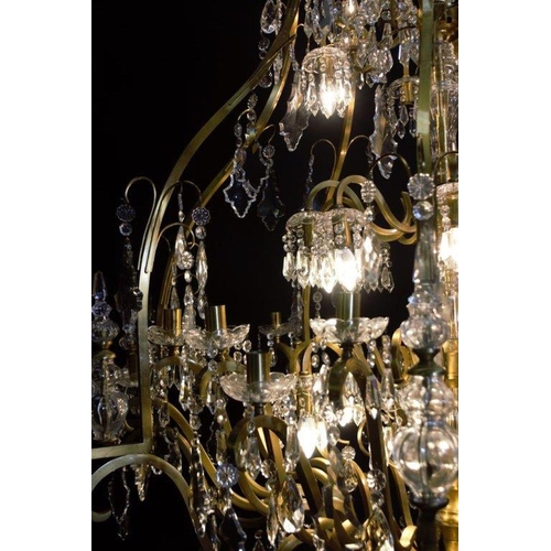 230 - EXTREMELY LARGE BRASS & CRYSTAL CHANDELIER