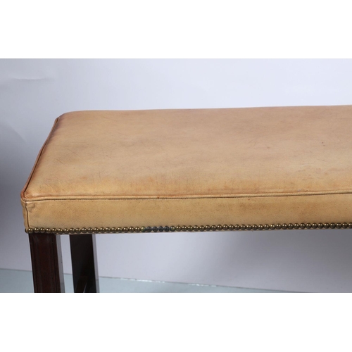 257 - PAIR HIDE UPHOLSTERED HALL SEATS