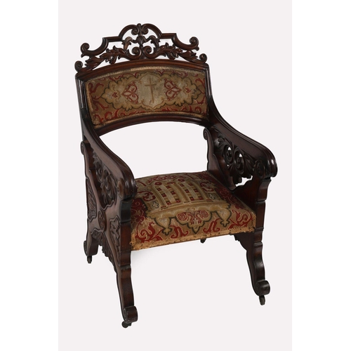 260 - 19TH-CENTURY MAHOGANY CEREMONIAL CHAIR