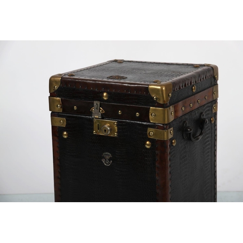 278 - BRASS BOUND LEATHER TRUNK