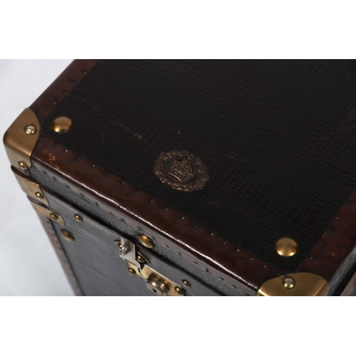 278 - BRASS BOUND LEATHER TRUNK