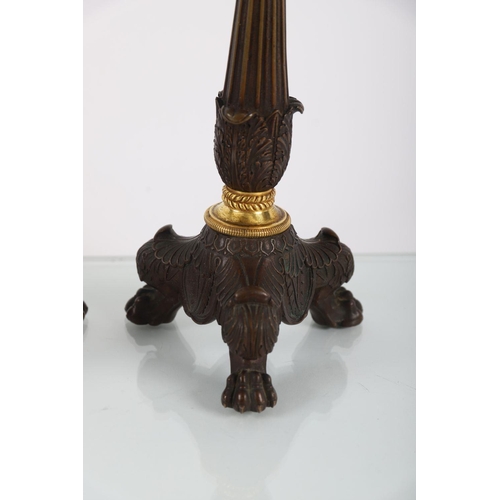 280 - PAIR REGENCY BRONZE & ORMOLU CANDLESTICKS