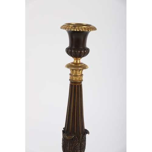 280 - PAIR REGENCY BRONZE & ORMOLU CANDLESTICKS