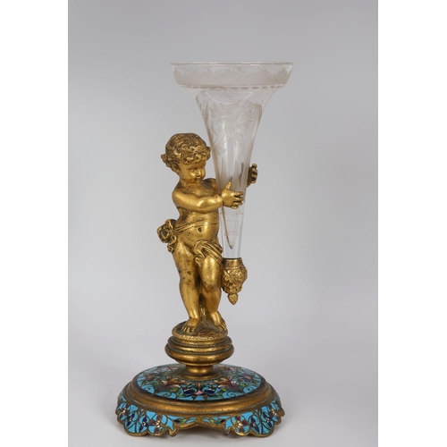 292 - PAIR 19TH-CENTURY BRONZE & CHAMPLEVE PUTTI