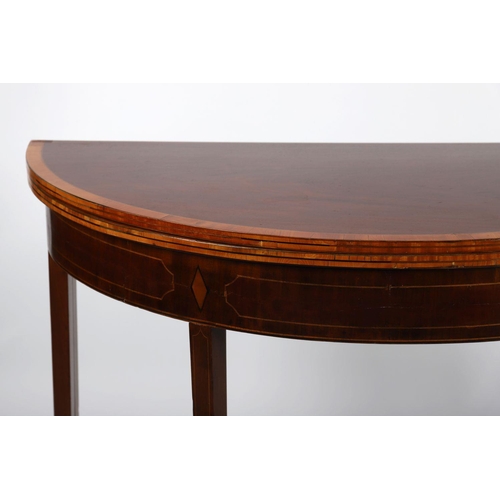 296 - GEORGE III MAHOGANY & SATINWOOD TEA TABLE