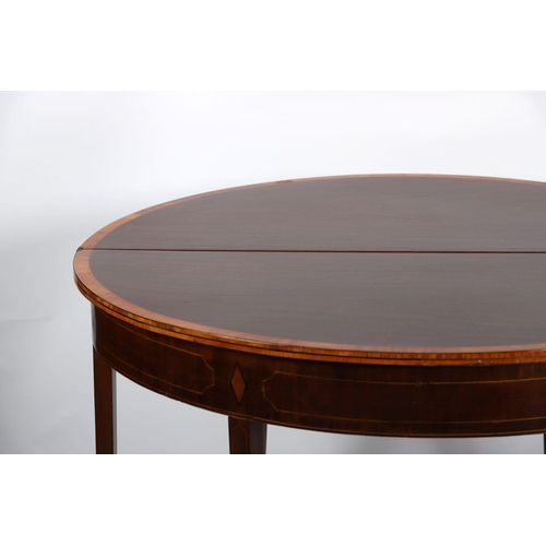 296 - GEORGE III MAHOGANY & SATINWOOD TEA TABLE