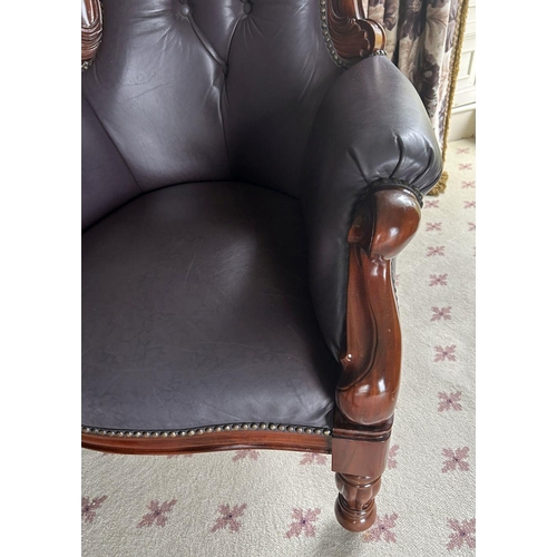 311 - LEATHER UPHOLSTERED ARMCHAIR