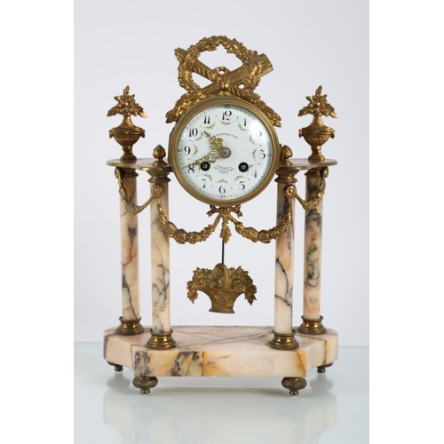 313 - 19TH-CENTURY ORMOLU & MARBLE CLOCK GARNITURE