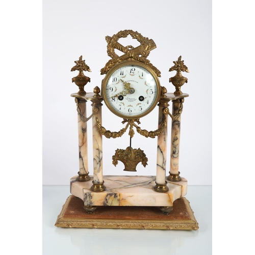 313 - 19TH-CENTURY ORMOLU & MARBLE CLOCK GARNITURE