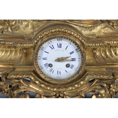 340 - 19TH-CENTURY GILT BRONZE MANTEL CLCOK