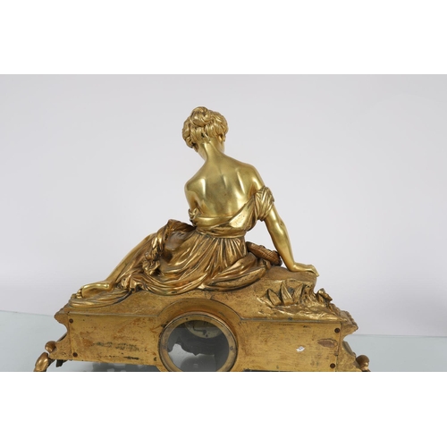 340 - 19TH-CENTURY GILT BRONZE MANTEL CLCOK