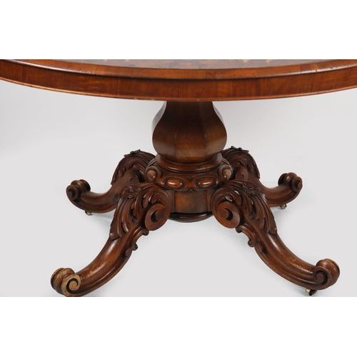 347 - VICTORIAN BURR WALNUT & MARQUETRY CENTRE TABLE