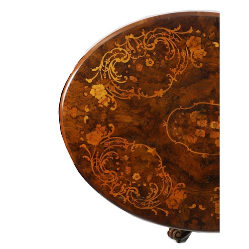 347 - VICTORIAN BURR WALNUT & MARQUETRY CENTRE TABLE