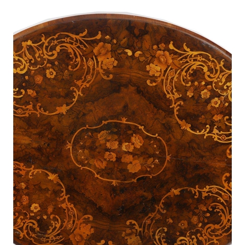 347 - VICTORIAN BURR WALNUT & MARQUETRY CENTRE TABLE