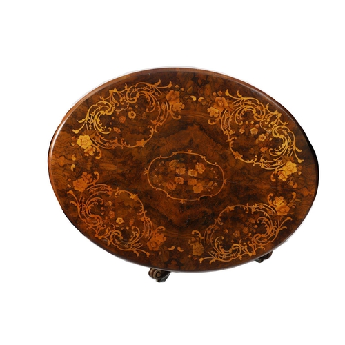 347 - VICTORIAN BURR WALNUT & MARQUETRY CENTRE TABLE