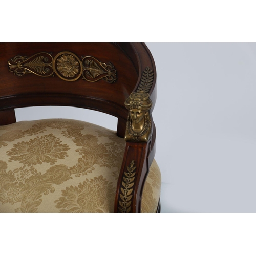 37 - FRENCH EMPIRE ORMOLU MOUNTED DESK CHAIR