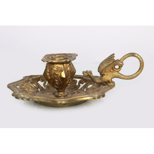 397 - 19TH-CENTURY GILT BRONZE CHAMBER CANDLESTICK