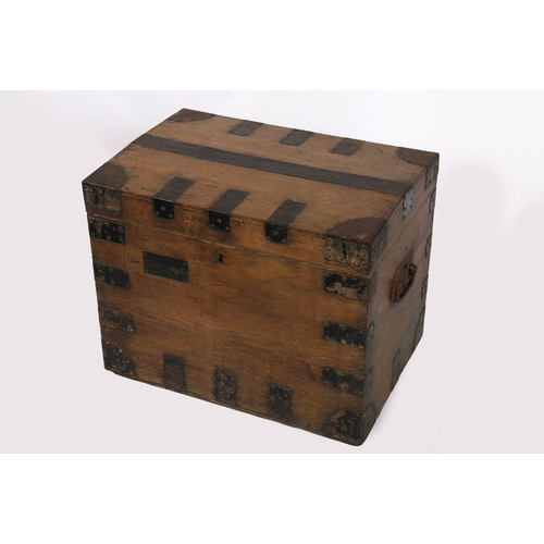 413 - 18TH-CENTURY METAL BOUND OAK TRUNK