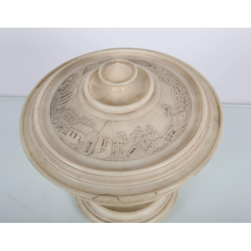 43 - 19TH-CENTURY GRAND TOUR ALABASTER URN AND COVER