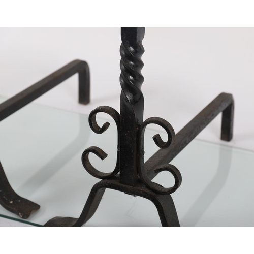 440 - PAIR 18TH-CENTURY FORGED IRON ANDIRONS