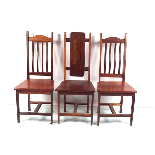 446 - 6 ROTUNDA DESIGNER HARDWOOD DINING CHAIRS