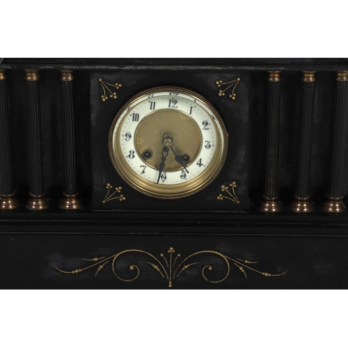 478 - 19TH-CENTURY BLACK MARBLE MANTEL CLOCK