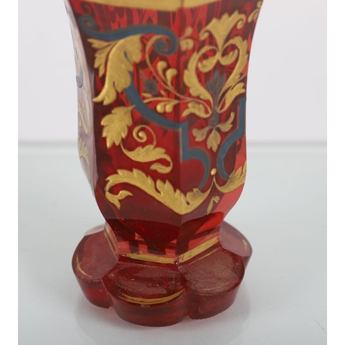 481 - 19TH-CENTURY BOHEMIAN PARCEL-GILT GLASS VASE