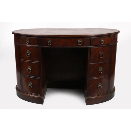 491 - GEORGE III STYLE MAHOGANY PEDESTAL WRITING DESK