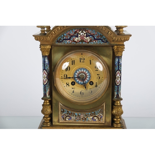 499 - 19TH-CENTURY FRENCH CHAMPLEVE ENAMELLED CLOCK