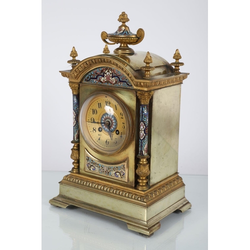 499 - 19TH-CENTURY FRENCH CHAMPLEVE ENAMELLED CLOCK