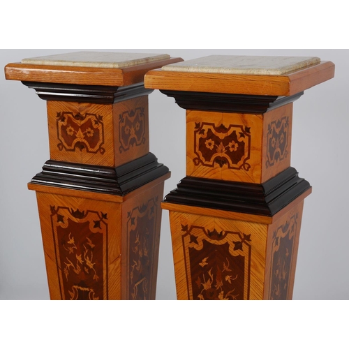 506 - PR KINGWOOD & MARQUETRY LOUIS XVI STYLE TORCHERES