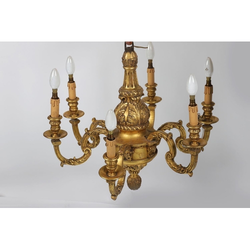 523 - LARGE CARVED GILT WOOD CHANDELIER