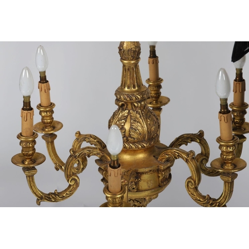 523 - LARGE CARVED GILT WOOD CHANDELIER