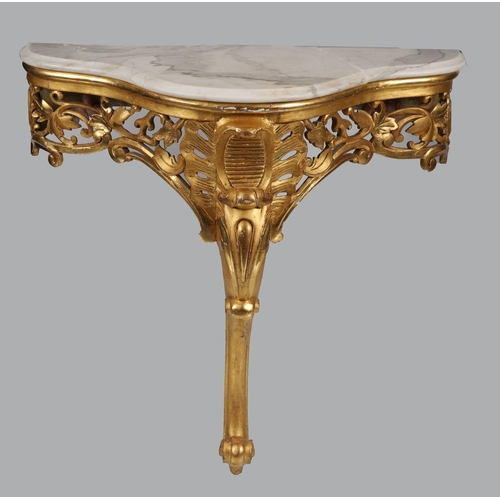 527 - 19TH-CENTURY CARVED GILTWOOD CONSOLE TABLE