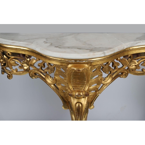 527 - 19TH-CENTURY CARVED GILTWOOD CONSOLE TABLE