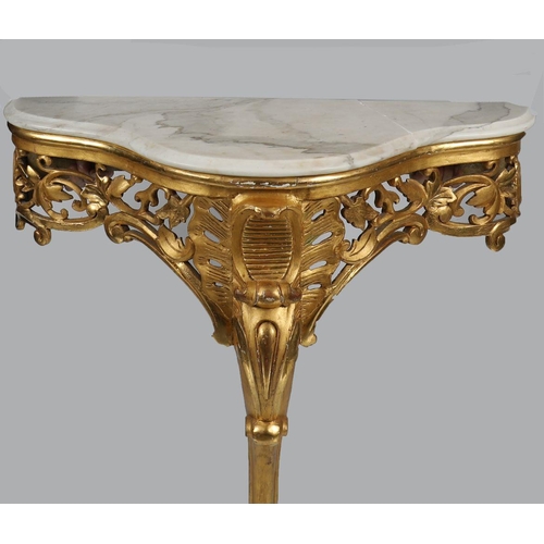 527 - 19TH-CENTURY CARVED GILTWOOD CONSOLE TABLE