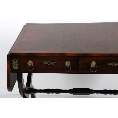 536 - REGENCY ROSEWOOD & BRASS INLAID SOFA TABLE