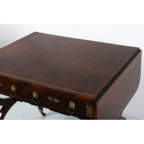 536 - REGENCY ROSEWOOD & BRASS INLAID SOFA TABLE