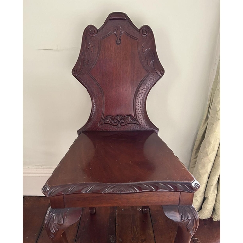 548 - IRISH MAHOGANY HALL CHAIR