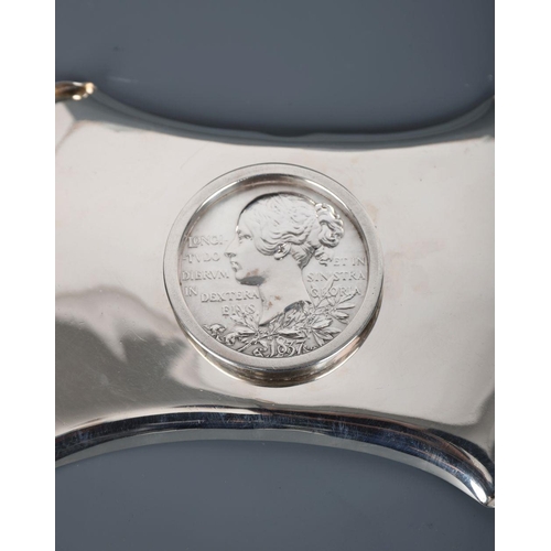 555 - SILVER COIN TRAY