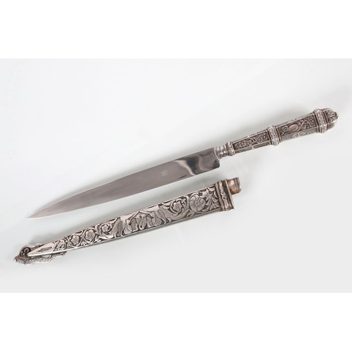 557 - STERLING SILVER ARGENTINE GAUCHO KNIFE & SHEATH