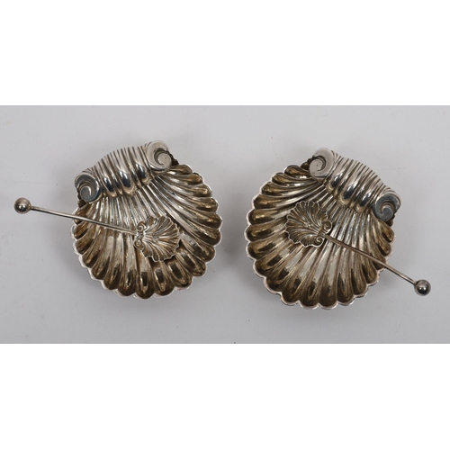 570 - PAIR OF SILVER SALTS AND SPOONS