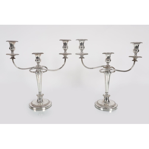 624 - PAIR ANTIQUE SHEFFIELD PLATED CANDELABRAS