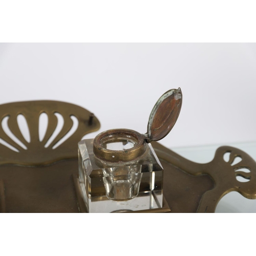 63 - ART NOUVEAU BRASS PEN & INK STAND