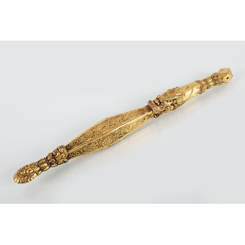 68 - CHINESE TIBETO GILT BRONZE SCEPTRE